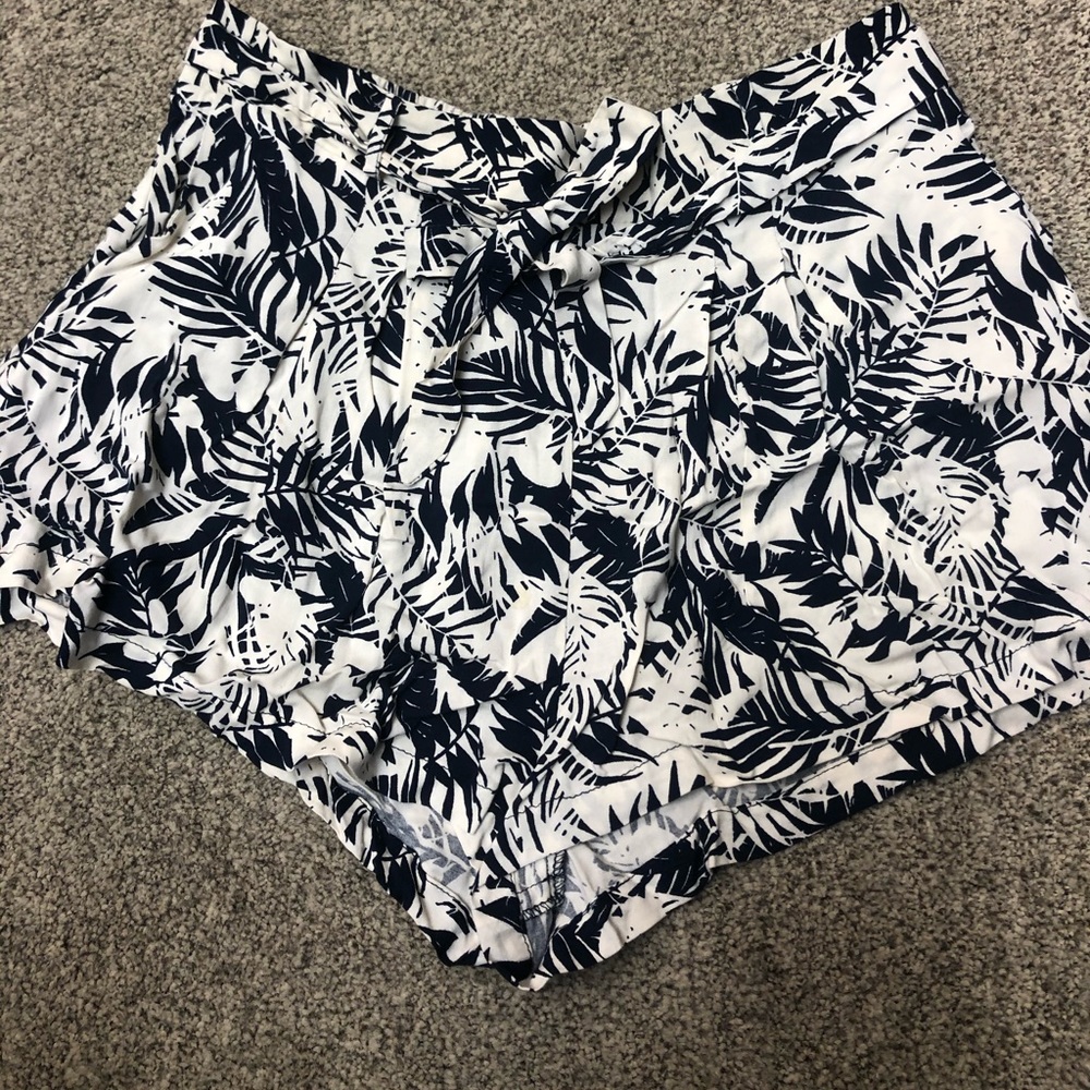 white & baby blue palm tree shorts